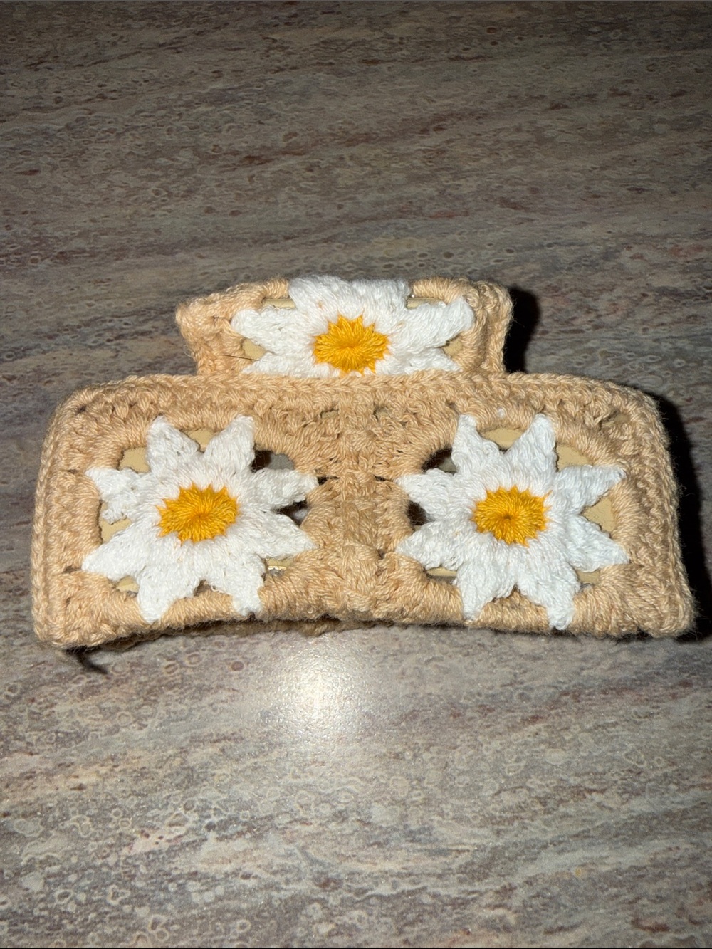 Handmade Tan Crochet Claw Clip